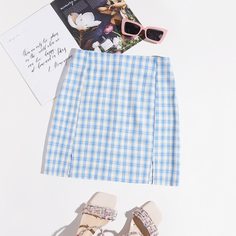 на молнии в клетку Институтский Юбки Shein