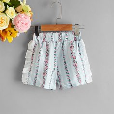 с оборками Цветочный Бохо Шорты для девочек Shein