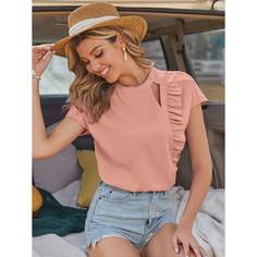 с оборками Одноцветный Элегантный Блузы Shein