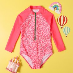 Слитный купальник с леопардовым принтом для девочек Shein