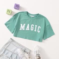 буква Повседневный Футболки для девочек Shein