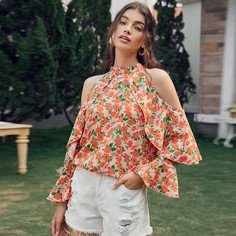 с оборками Цветочный Бохо Блузы Shein