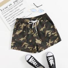 на кулиске Камуфляж Повседневный Шорты Shein