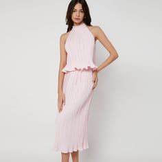 Однотонный топ с воротником-стойкой и юбка Shein