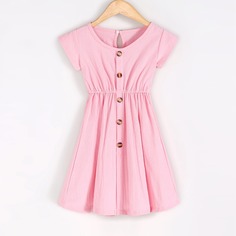 Платье на пуговицах с эластичной резинкой для девочек Shein
