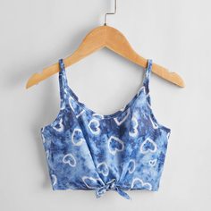 Топ на бретелях с принтом сердце для девочек Shein