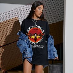 Футболка оверсайз с текстовым принтом Shein