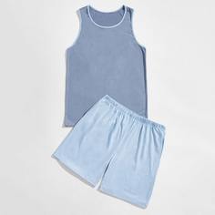 Контрастная отделка Одноцветный Повседневный Мужская домашняя одежда Shein