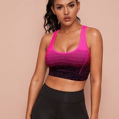 Двухцветный спортивный бюстгальтер Shein
