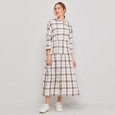 Платье в клетку на пуговицах Shein
