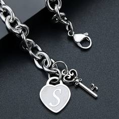 Мужской браслет с сердечком и текстовым узором Shein