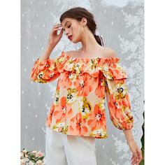 Оборка Цветочный Бохо Блузы Shein