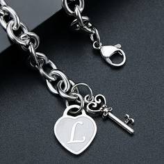 Мужской браслет с сердечком и текстовым узором Shein