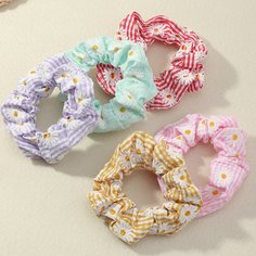 5шт резинка для волос с цветочным принтом Shein