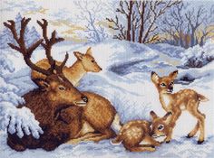 Канва с рисунком Матренин посад Олени 33*45 см (37*49 см) 543