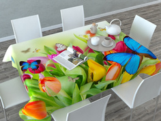 Скатерть с пропиткой, СИРЕНЬ, Бабочки, 140х220см СКОК041-02302