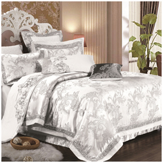 Комплект постельного белья, евро, Letto, Сатин-жаккард, 4 наволочки AJ516-6