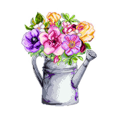 Канва с рисунком Матренин посад Букет в лейке 24*35см.(28*37см) 1903