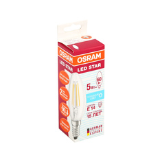 Лампа светодиодная Osram E14 5W свеча холодный свет