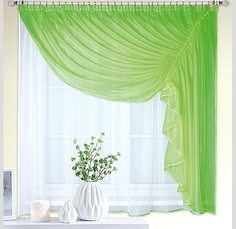 Шторы для кухни Ромео правый салатовый на ленте Nivasan