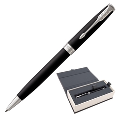 Ручка шариковая PARKER Sonnet Core Matt Black CT, черн матовый лак палладиевые детали черн Greenwich Line