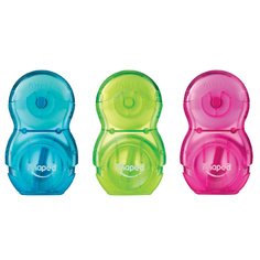 Точилка пластиковая с ластиком Maped "Loopy", 1 отверстие контейнер полупрозрачная ассорти Greenwich Line