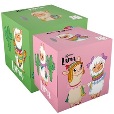 Набор Салфетки бумажные "Лама" с рисунком (розовый+зеленый), 2 шт, World Cart
