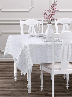 Скатерть DeNASTIA 160х250 см, Талисман, белый E020154