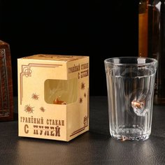Гранёный стакан "Непробиваемый"с пулей (250 мл) No Brand