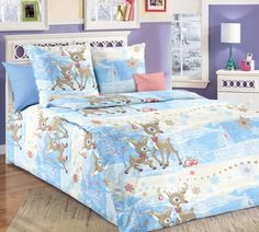 Покрывало Оленята 1 из бязи 140х200 стеганое, Текс-Дизайн