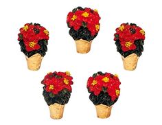 Новогодние сувениры Lemax Набор Пуансеттии в горшочках 34970-lemax