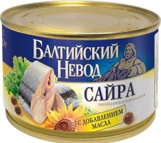 Сайра Балтийский Невод тихоокеанская натуральная с добавлением масла 240 г