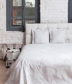 Покрывало хлопковое тонкое LUXBERRY CORAL бело-серое 240х260