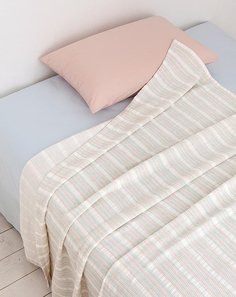 Покрывало хлопковое LUXBERRY 06282 CANDY экрю-розовое-голубое 220х240