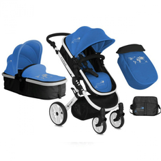 Коляска трансформер BERTONI Lorelli LUNA с накидкой на ножки, Синий/Blue