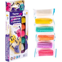 Набор для детской лепки "Тесто-пластилин с блёстками", 6 цветов Genio Kids