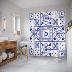 Штора для ванной JoyArty «Геометрические узоры с цветами» 180x200