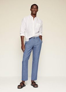 Брюки изо льна slim fit - Oyster Mango