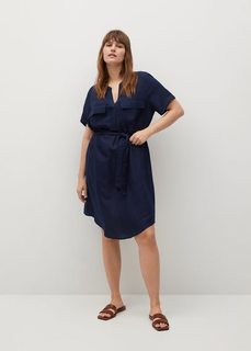 Льняное платье с карманами - Cotili8 Mango