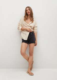 Джинсовые шорты с бахромой по низу - Hailey Mango