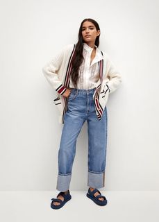 Хлопковый кардиган в полоску - College Mango