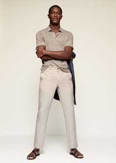 Брюки изо льна slim fit - Oyster Mango