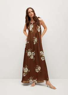 Длинное платье с цветочным принтом - Brown-a Mango