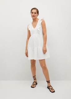 Платье из органического хлопка с воланом - Carile Mango