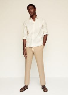 Хлопковая рубашка regular fit в полоску - Riley Mango
