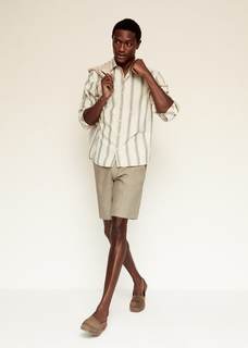 Хлопковая рубашка regular fit в полоску - Riley Mango