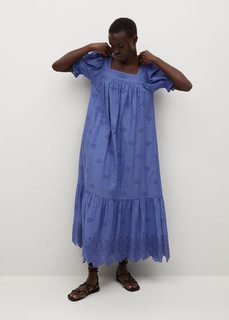 Платье из хлопка со швейцарской вышивкой - Nonna Mango