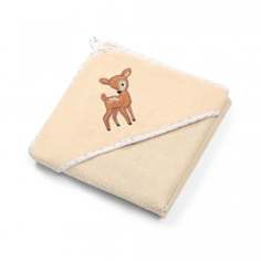 Полотенце велюровое с капюшоном BabyOno, 100 x 100 cм, бежевый