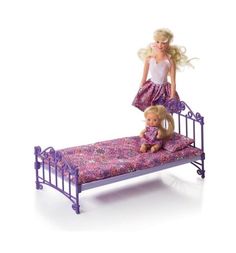 Мебель для куклы Кроватка фиолетовая с постельным бельем Огонек ОГОНЕК.