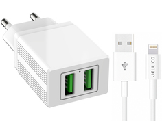 Зарядное устройство Jellico E26-8 2xUSB 2.1A + кабель Lightning